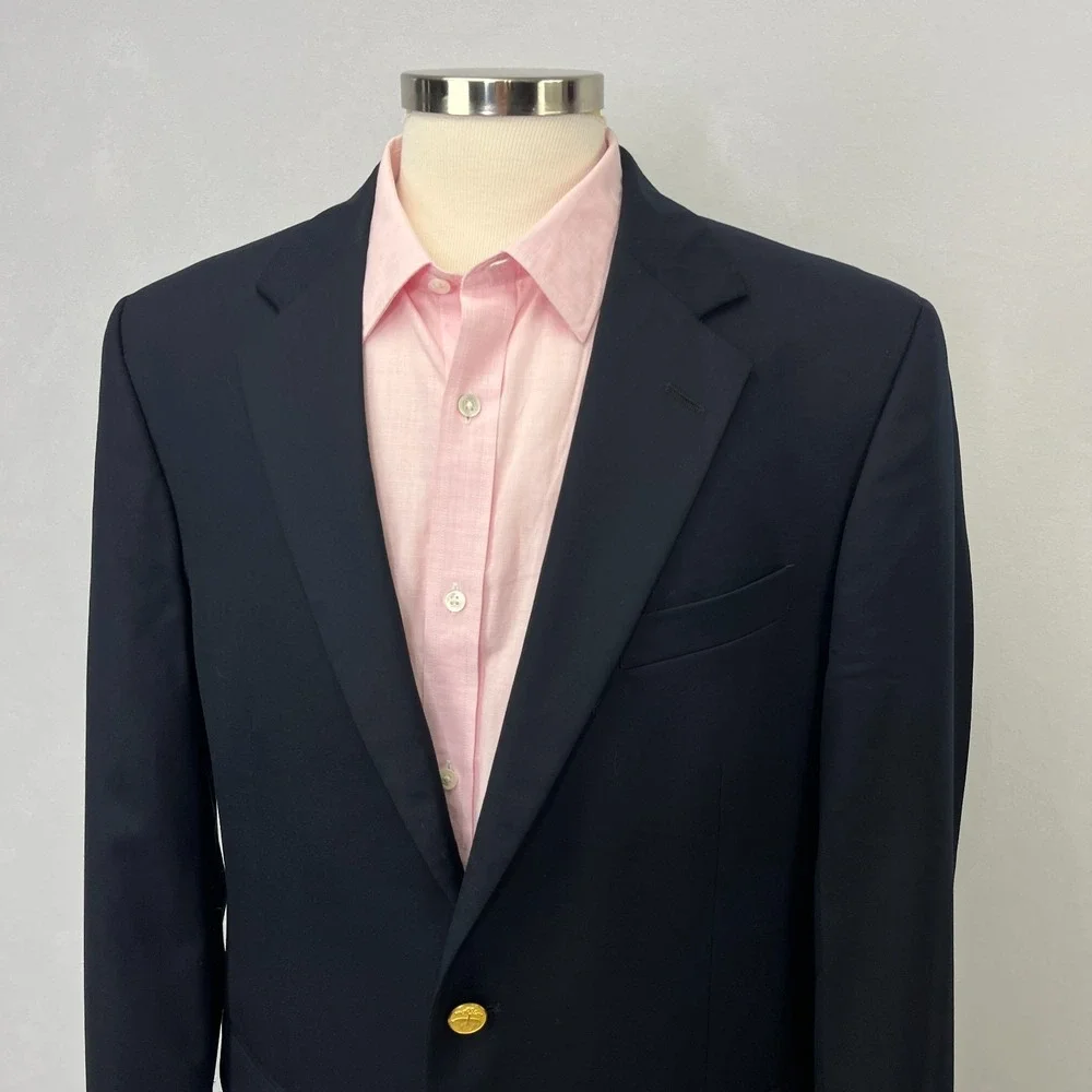 Brooks‎ Brothers 346 Blazer Mens 42L Sheep Gold Button Quiet Luxury Sport Coat